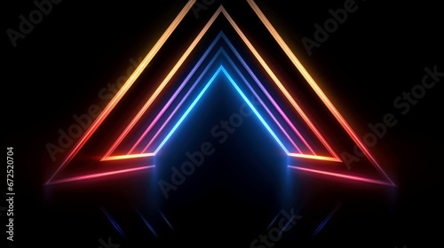 Abstract futuristic neon glowing lamps in dark corridor, Technology background © AITTHIPHONG