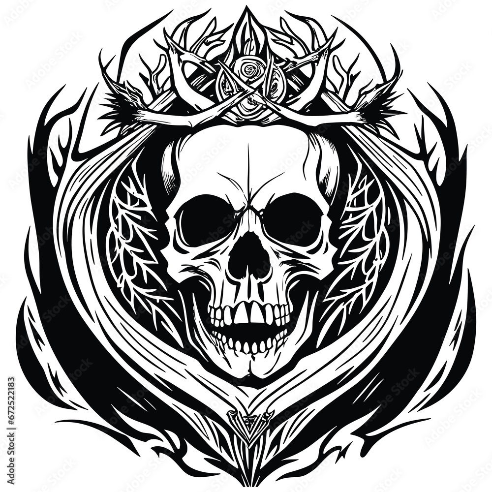 Obraz premium Skull line art illustration