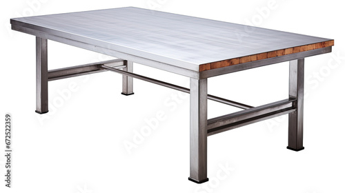 Industrial Steel Work Table Isolated on Transparent or White Background, PNG photo