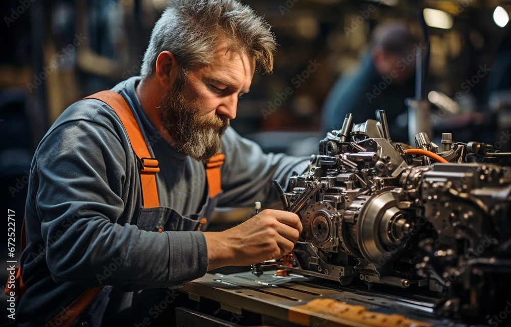 A technician is operating a lathe to modify spare parts. .