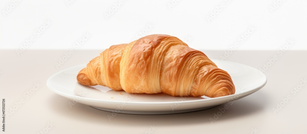 The white plate held the placed croissant