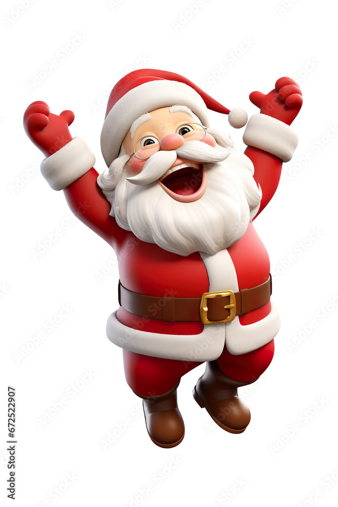 3D cartoon character Santa Claus Marry Christmas happy smile dancing have fun, isolated on a white and transparent background PNG 3D cartoon character Santa Claus Marry Christmas happy smile dancing have fun, isolated on a white and transparent background PNG
