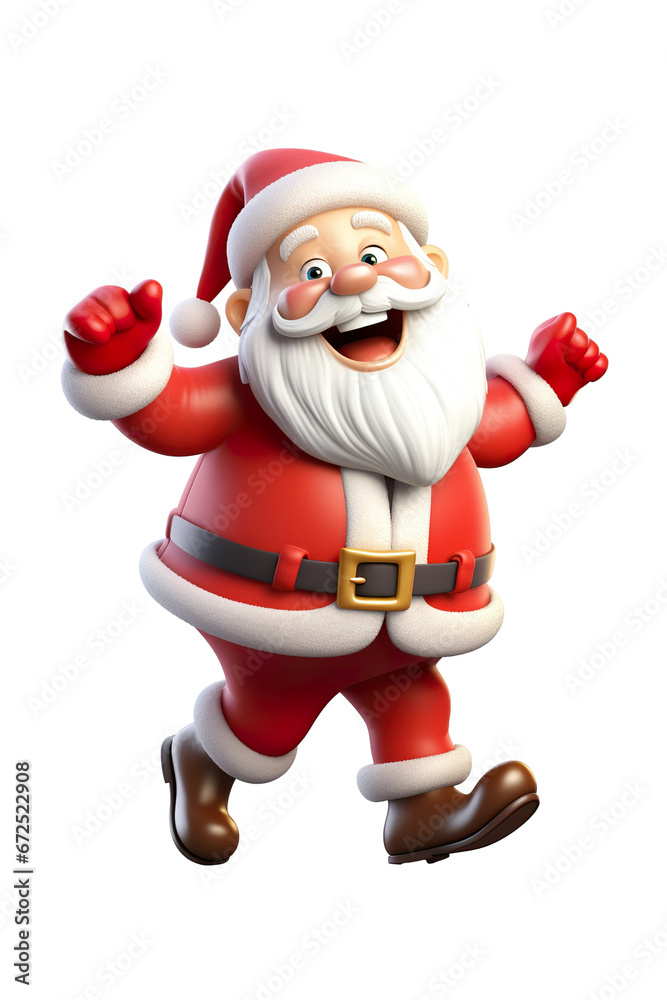 3D cartoon character Santa Claus Marry Christmas happy smile dancing have fun, isolated on a white and transparent background PNG 3D cartoon character Santa Claus Marry Christmas happy smile dancing have fun, isolated on a white and transparent background PNG