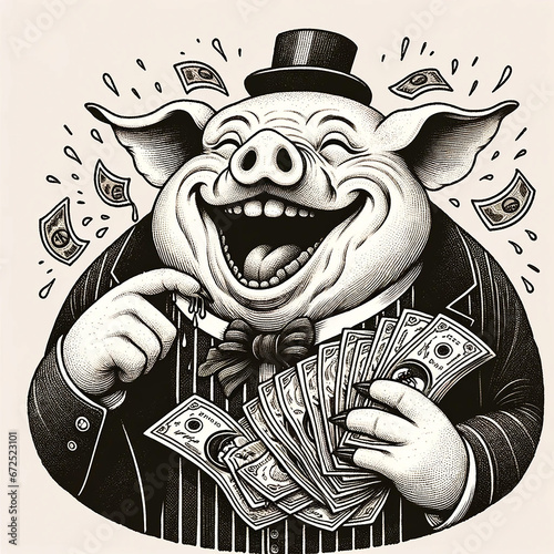 Capitalist pig loves money