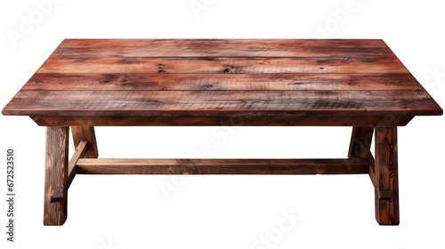 Rustic Farmhouse Table Isolated on Transparent or White Background, PNG