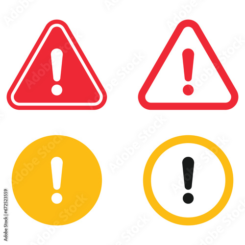 Colorful warning logo set, warning, stop, careful vector set