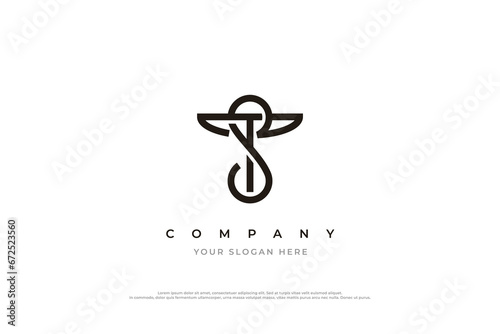 Initial Letter ST Logo or TS Monogram Logo Design Vector