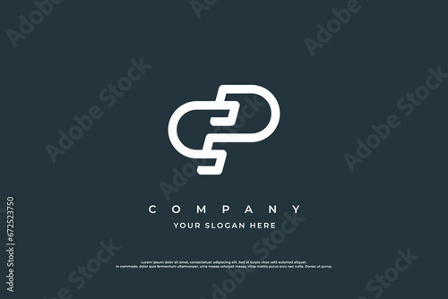 Initial Letter CP Logo Design Vector