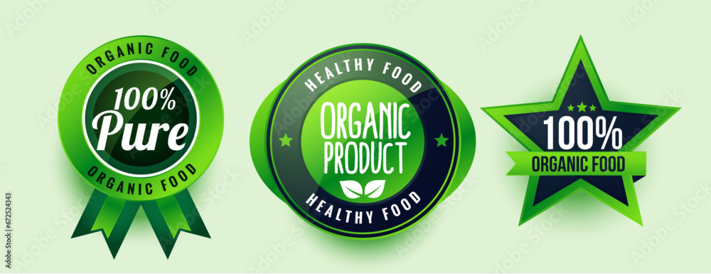 collection of eco friendly organic product green label or badge design collection of eco friendly organic product green label or badge design