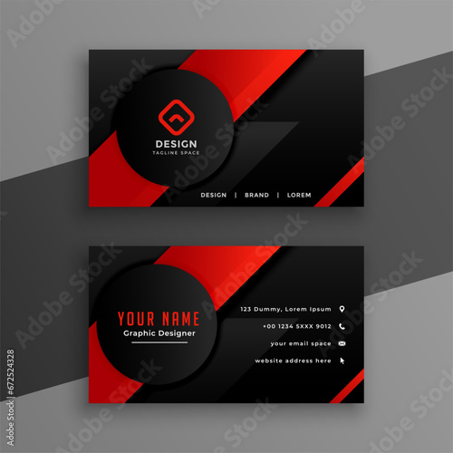 black and red circular business card layout for office print