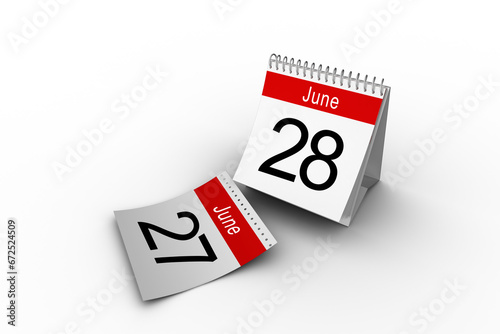Digital png illustration of calendar pages with june on transparent background