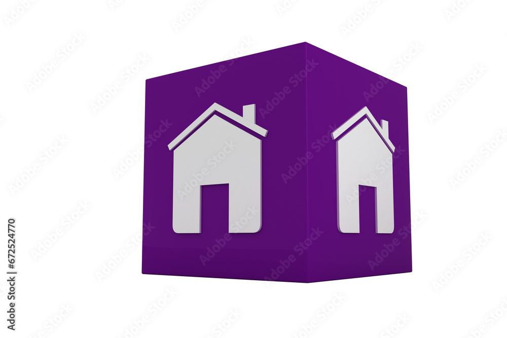 Digital png illustration of purple cube with house symbol on transparent background Digital png illustration of purple cube with house symbol on transparent background