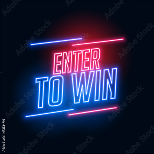 red and blue enter to win template in glowing neon style
