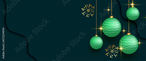 hanging xmas bauble and snowflake wallpaper with text space