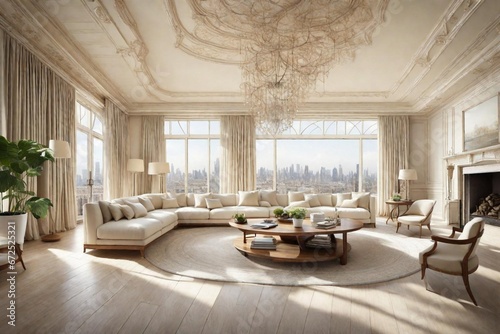 A beautiful drawing room in off-white color on the Roof original and real