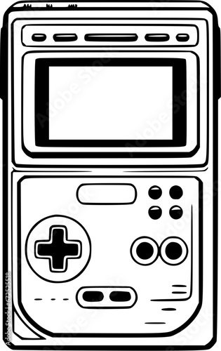 Hand-drawn 90s Retro Game Boy Outline Icon