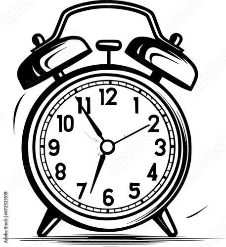 Hand-drawn 90s Retro Alarm Clock Outline Icon
