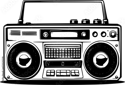 Hand-drawn 90s Retro Radio Outline Icon