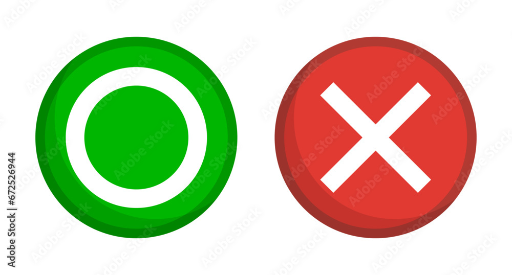 Fototapeta premium Circle and cross icon set. Correct and incorrect icons. Vectors.