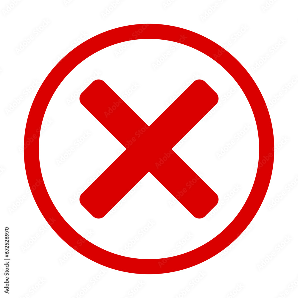 Cross mark button icon. Close button. Ban. Vector.
