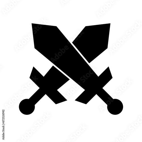Battle silhouette icon. Crossed swords silhouette icon. Vector.