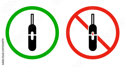 Electronic cigarette permission and prohibited icon set. Vector.