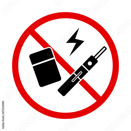 Electronic cigarette prohibited icon. Electronic cigarette restricted area. Vector.
