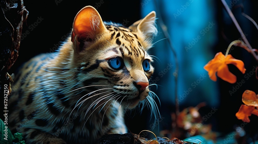 AI generated illustration of a tabby cat under the moonlight