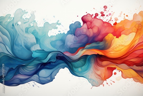 Abstract colorful ink background. Ink swirling in water. Artistic illustration.