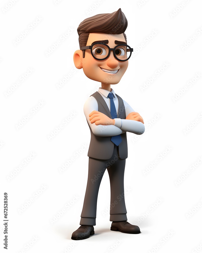 businessman arms crossed 3d cartoon on a white background. businessman arms crossed 3d cartoon on a white background.