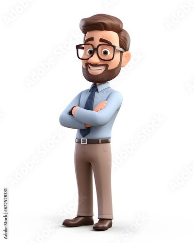  businessman arms crossed 3d cartoon on a white background. 
