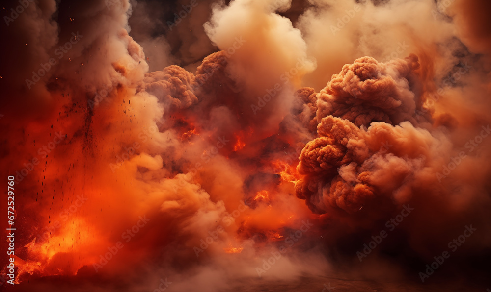 Free photo smoke and physical structure explode in fiery destruction