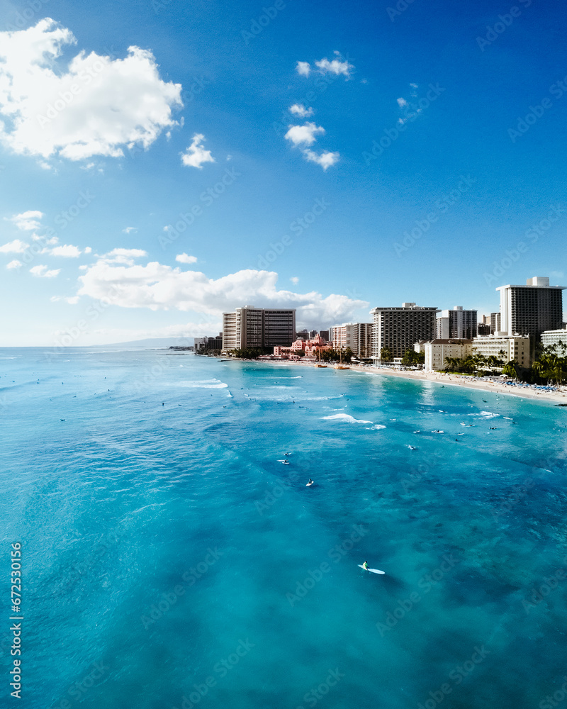 Naklejka premium hawaiian beach aerial view photo