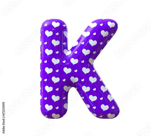 Letter K Purple Balloons 3d