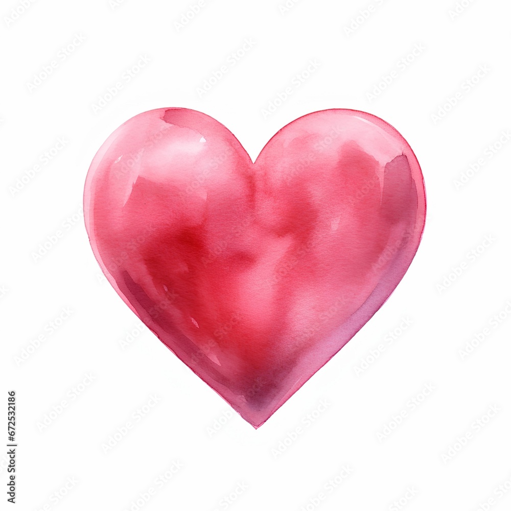 AI generated illustration of a vibrant watercolor heart on a white background