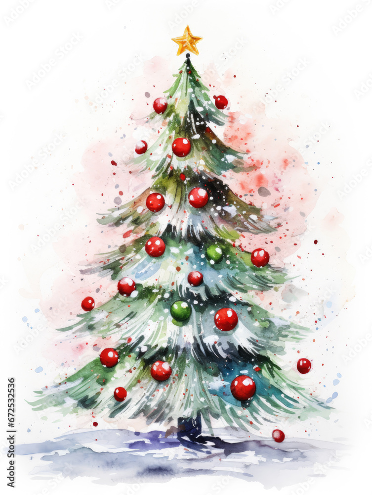 Artistic stylized christmas tree isolated on a white background