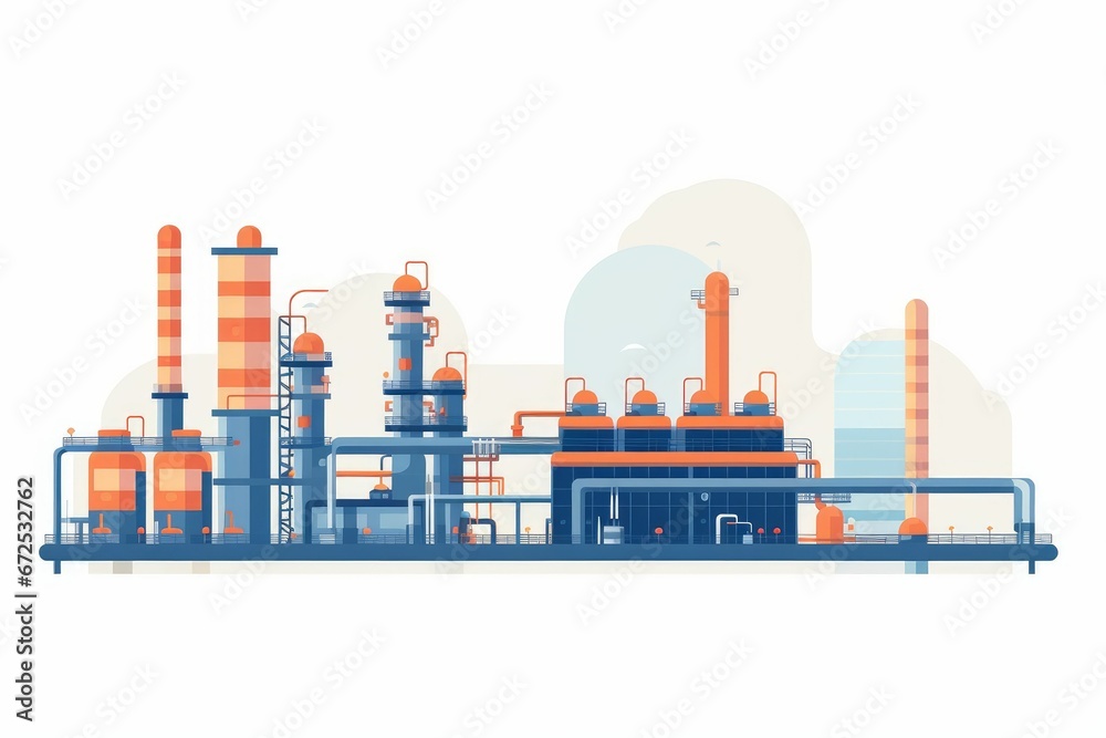 Obraz premium AI generated illustration of a large industrial warehouse with multiple pipes running along building