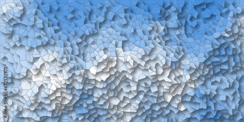 light blue and black Broken Stained Glass Background with White lines Voronoi diagram background. Seamless pattern with 3d shapes vector Vintage Illustration background. Geometric Retro tiles pattern