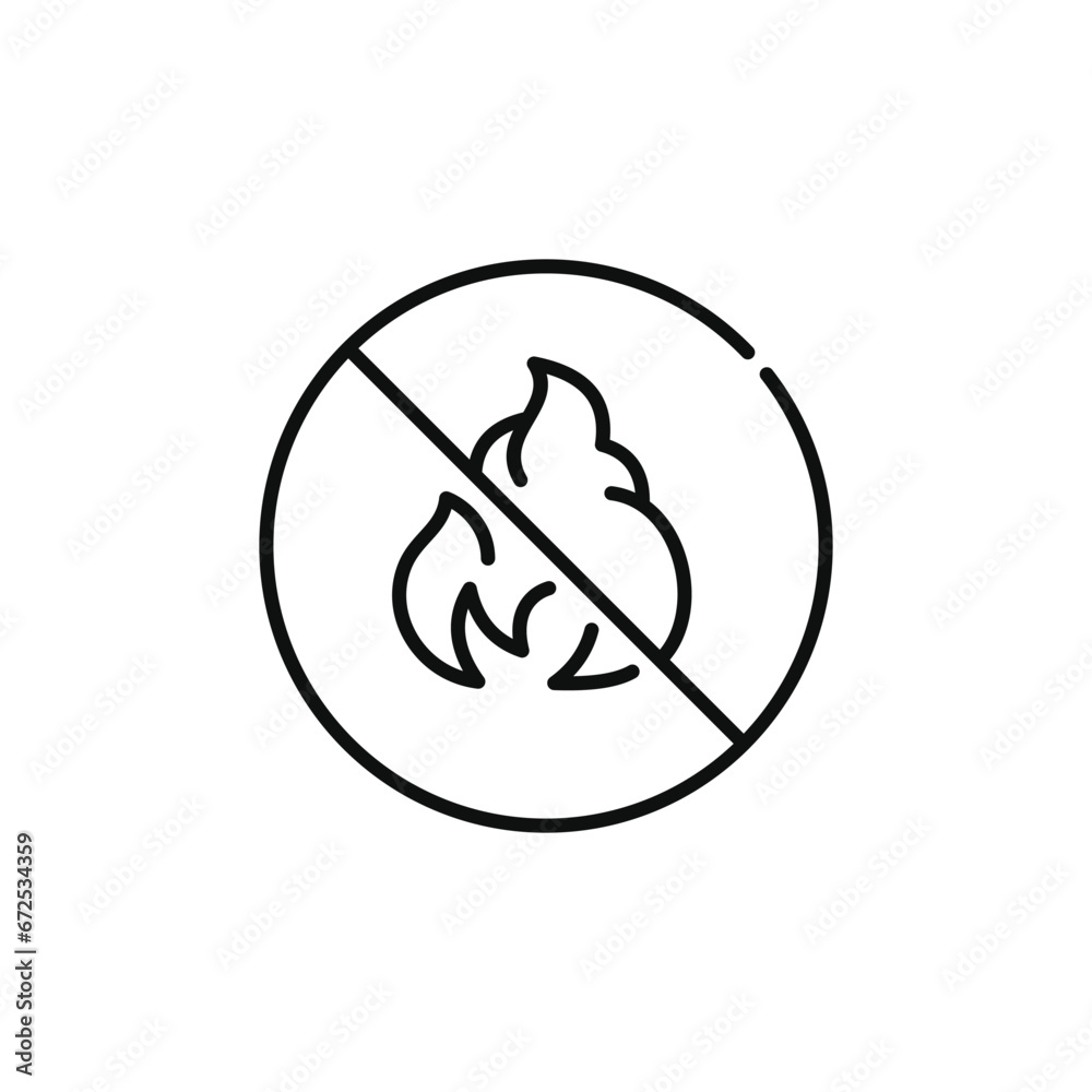 No fire line icon symbol isolated on white background No fire line icon symbol isolated on white background