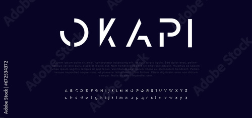 OKAPI Minimal modern alphabet fonts. Typography minimalist urban digital fashion future creative logo font. vector illustration