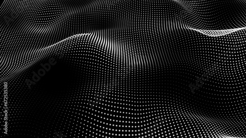 Black abstract background and White dot. Halftone dot pattern. abstract dots wave. particles Futuristic digital background for business Science and technology