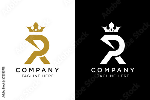 luxury crown initial R logo