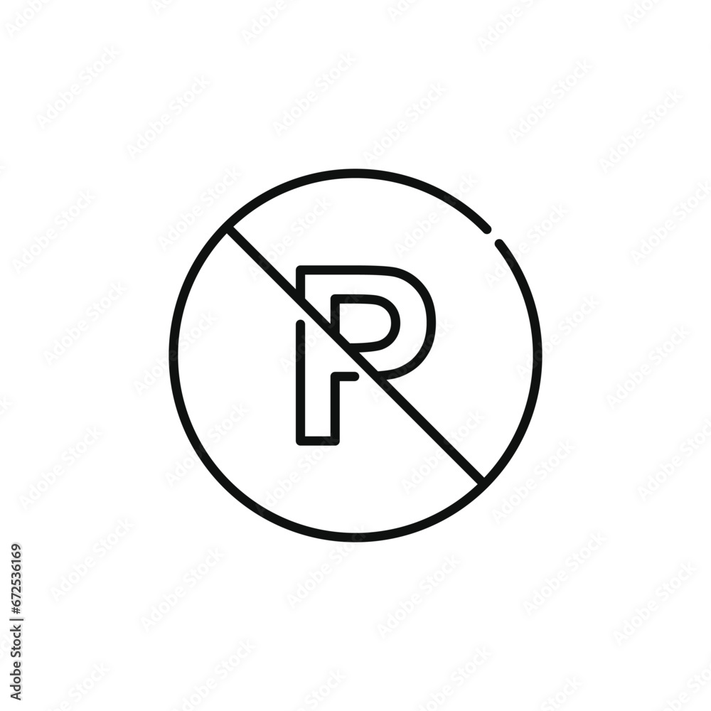 No parking line icon sign symbol isolated on white background No parking line icon sign symbol isolated on white background