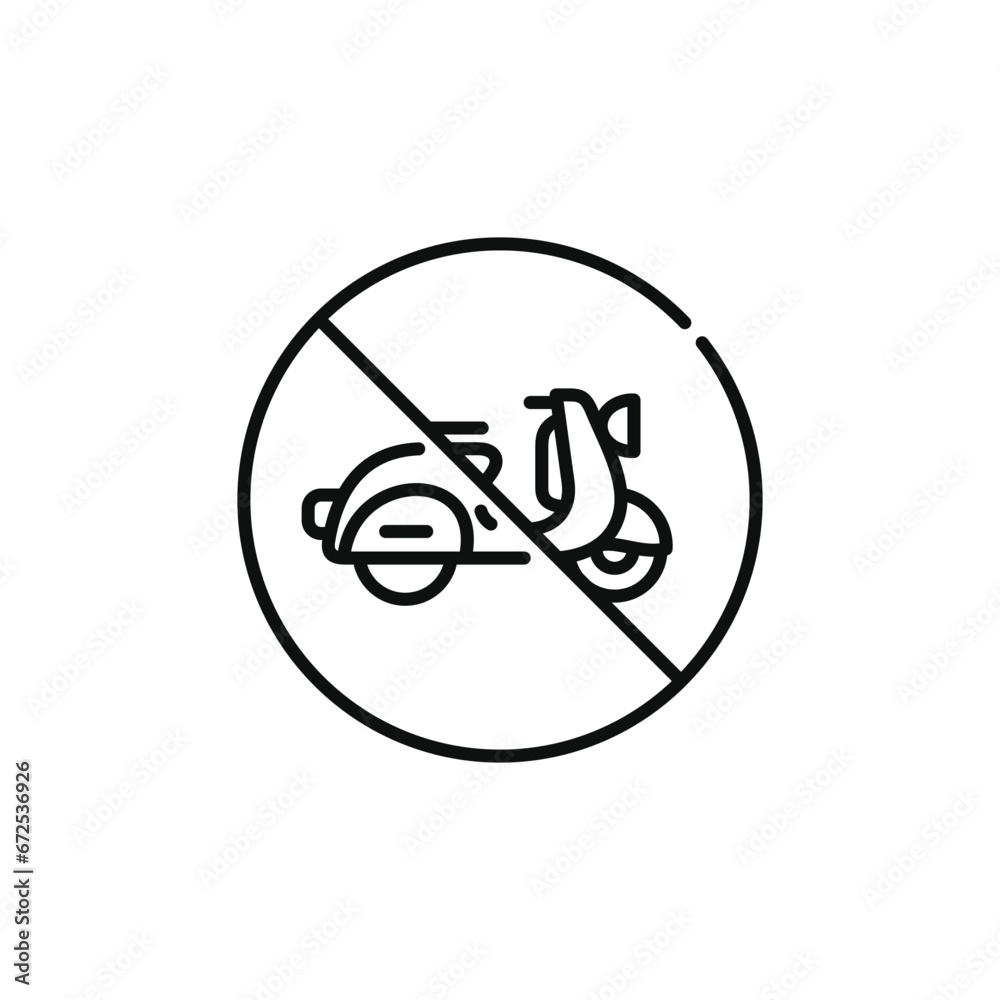 No motorcycle line icon sign symbol isolated on white background No motorcycle line icon sign symbol isolated on white background