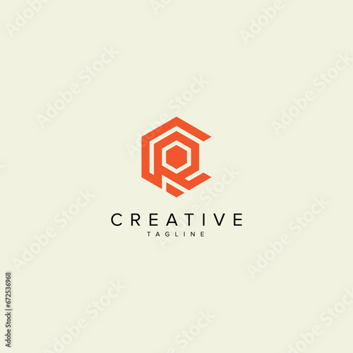 Alphabet CR RC letter modern monogram style logo vector template.