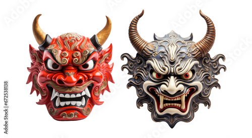 japan demon mask transparent set photo