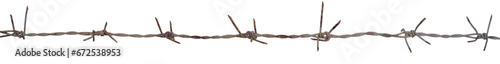 Old barbed wire stretched in a straight line