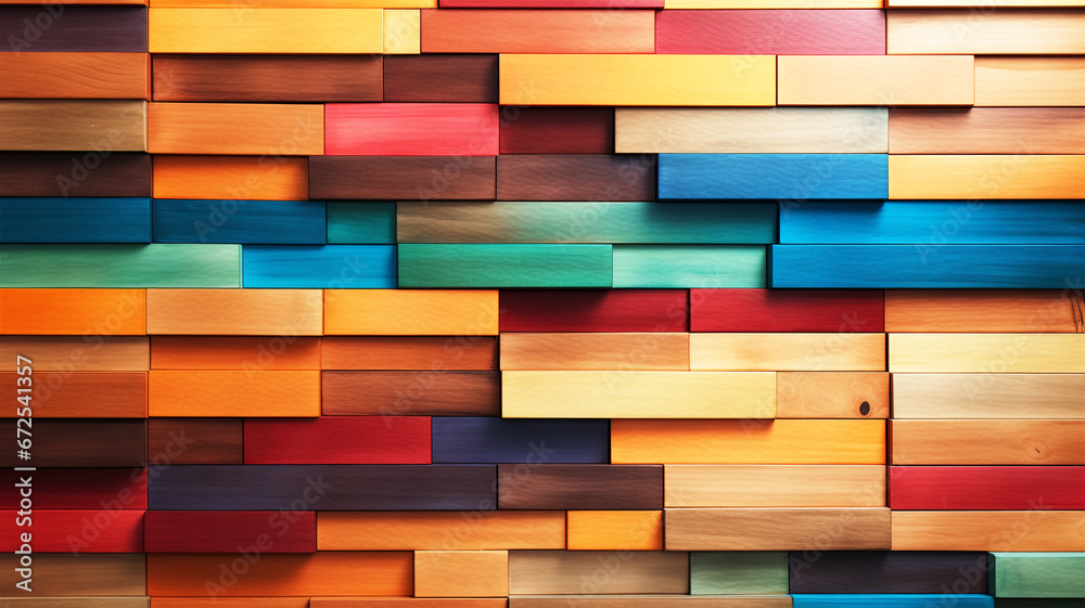 Colorful wood wall texture background. Abstract background of colorful wooden wall.