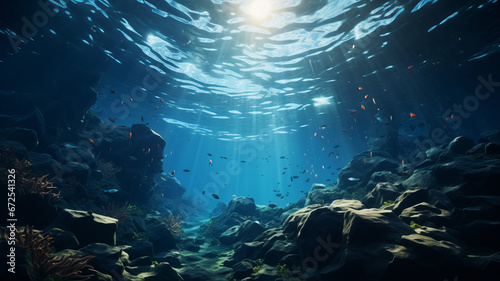 Sea or ocean underwater deep nature background © JKLoma