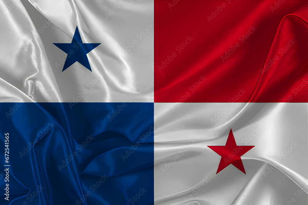 Waving silk flag of Panama